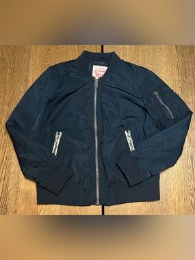 Levi’s Bomber Jacket Women’s Medium Navy Blue MA-1 Flight Utility Zip Coat